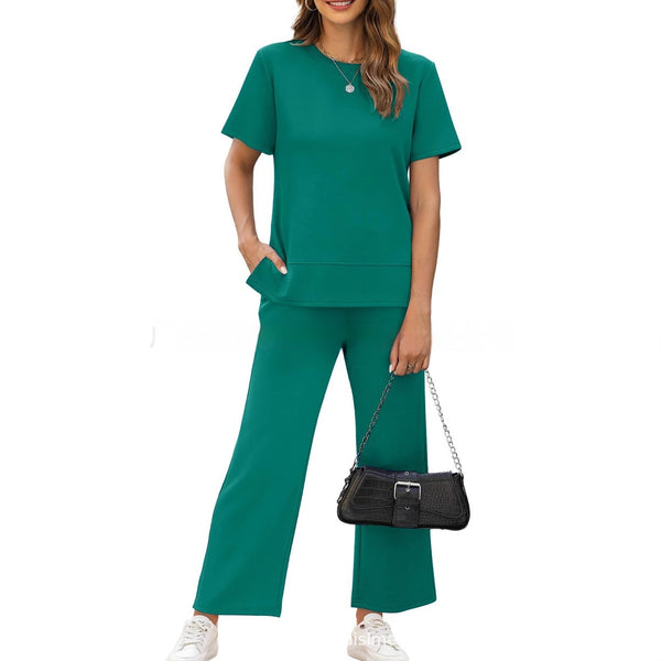 Blusa Suelta de Cuello Redondo Manga Corta para Mujer