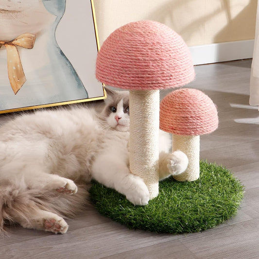 Rascador para Gatos Tipo Seta con Postes de Sisal Natural