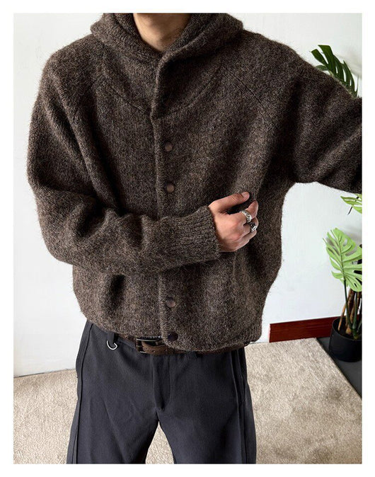 Cardigan Retro Japonés con Capucha y Botones para Hombre - Otoño Invierno - Image 17