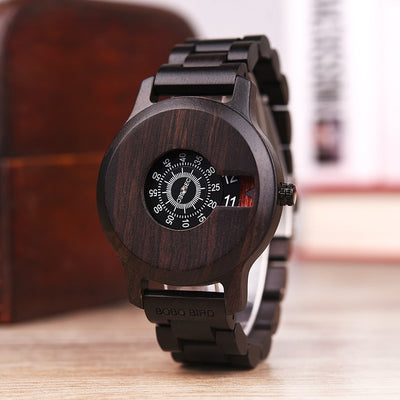 Reloj de Bambú Redondo para Hombre - Diseño Creativo - Image 4