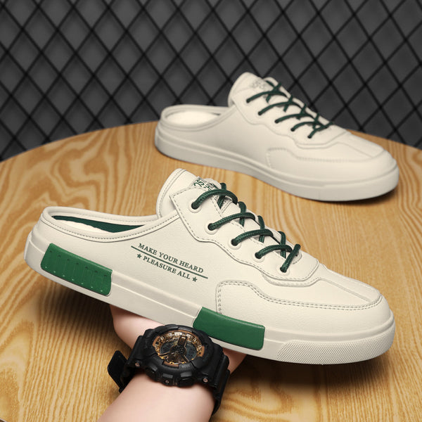 Tenis Casuales para Hombre Cuero Blanco Combinado Estilo Moderno