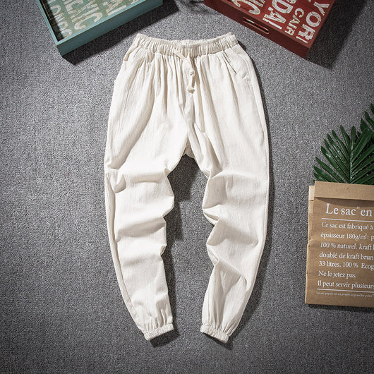 Pantalones de Lino Hombre Estilo Asiático - Cintura Elástica Cómoda y Transpirable - Image 9