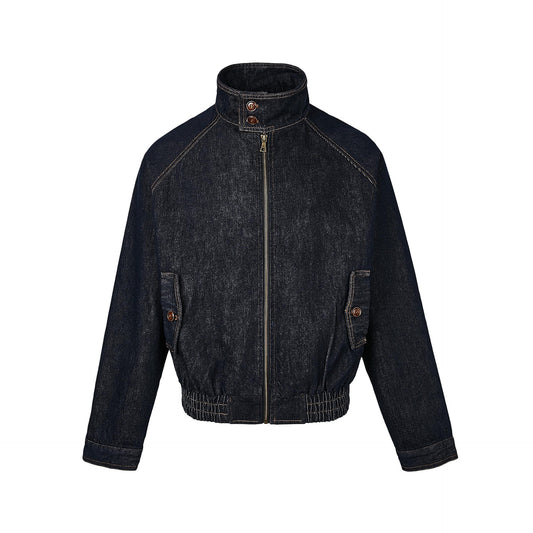Chaqueta Denim Azul Profundo con Cierre para Hombre - Primavera Verano