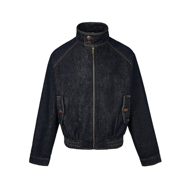 Chaqueta Denim Azul Profundo con Cierre para Hombre - Primavera Verano