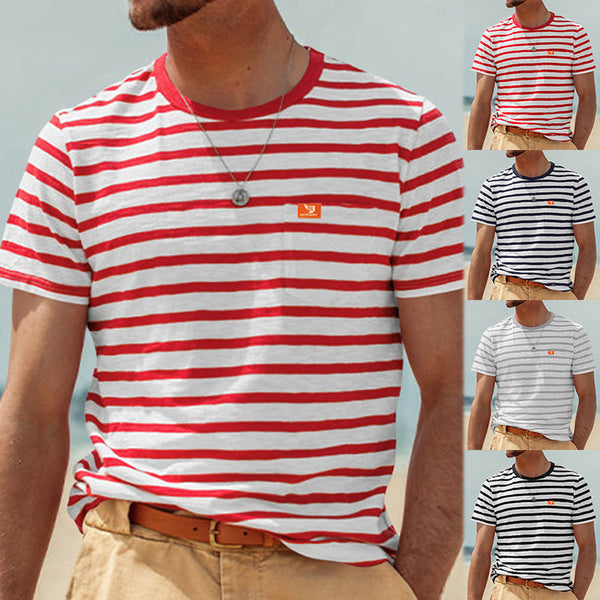Camiseta Rayada de Manga Corta para Hombre - Comodidad de Verano