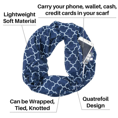 Pañoleta Tejida con Bolsillo Cremallera Infinita y Estampado Floral de Cuatro Pétalos - Image 29