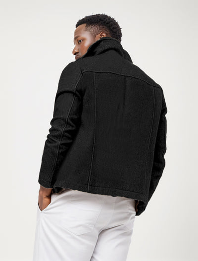 Abrigo de Lana para Hombre Elegante Botón Simple Diseño Liso - Image 10