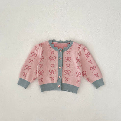 Cardigan Romper de Punto con Cuello Concha y Moño - Manga Larga - Image 6