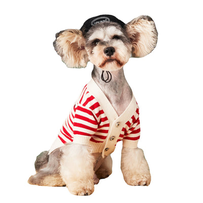 Suéter Cardigan a Rayas para Perros Pequeños