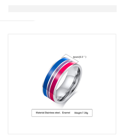 Anillo de Pareja Bandera Bisexual en Acero Titanio - Símbolo de Orgullo - Image 12