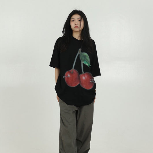 Playera Estampada con Cerezas para Mujer