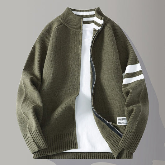 Chaqueta Térmica Tejida para Hombre con Cuello Mock y Mangas Largas - Image 10