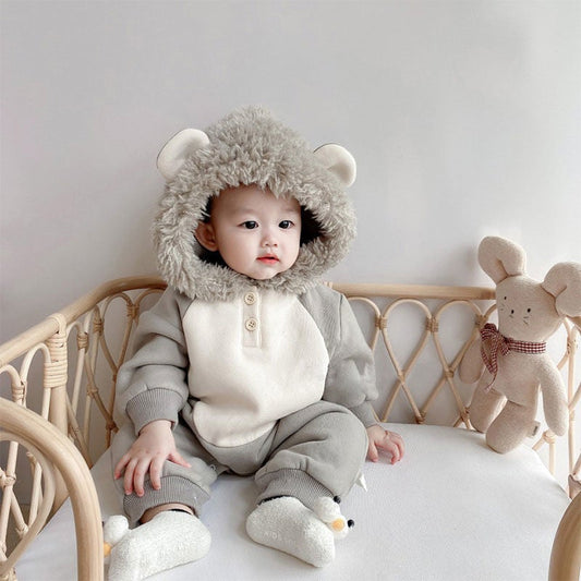 Mono Acolchado de Invierno para Bebé con Terciopelo