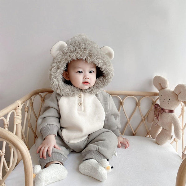 Mono Acolchado de Invierno para Bebé con Terciopelo