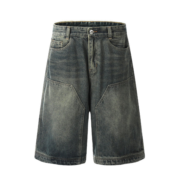 Shorts Jeans Hombre Corte Ancho Lavado Vintage