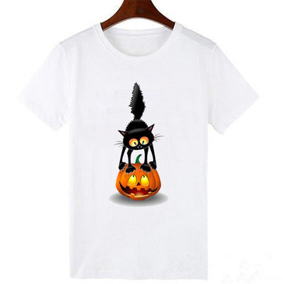 Camiseta Negra Estampado Patitas de Gato - Diseño Europeo Manga Corta - Image 10