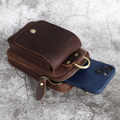 Bolsa de Cintura en Cuero Crazy Horse - Cartera Funcional para Hombre - Image 4