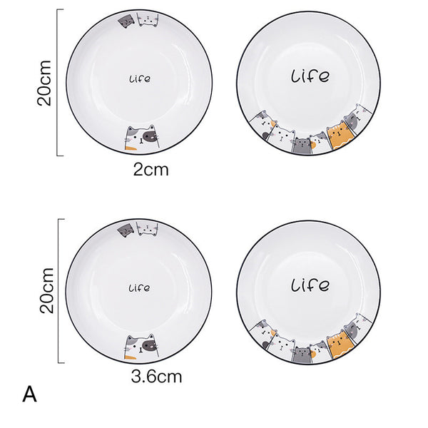 Plato Hondo de Cerámica con Diseño de Gato para Verduras - Image 2