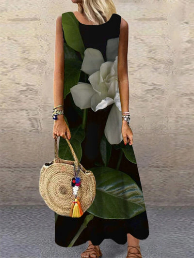 Vestido Largo Casual Estampado con Cuello Redondo - Image 16