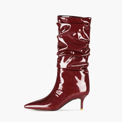 Botas Stiletto Plisadas de Moda Otoñal - Tacón Alto Elegante - Image 9