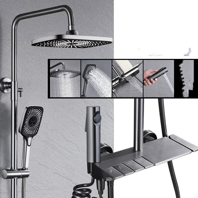 Conjunto de Ducha Gris Acero con Botones de Cuatro Velocidades - Image 3