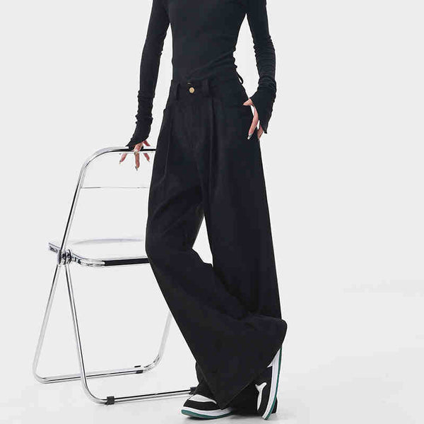 Pantalones Anchos Retro Vintage Marrón para Mujer - Estilo Casual Holgado