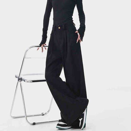 Pantalones Anchos Retro Vintage Marrón para Mujer - Estilo Casual Holgado