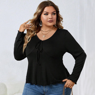 Blusa de Punto Escote V Casual con Cintura Definida - Image 4