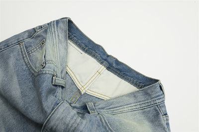 Jeans Skinny Ajustados con Patrón de Rayo Estilo Calle Americana para Hombre - Image 15