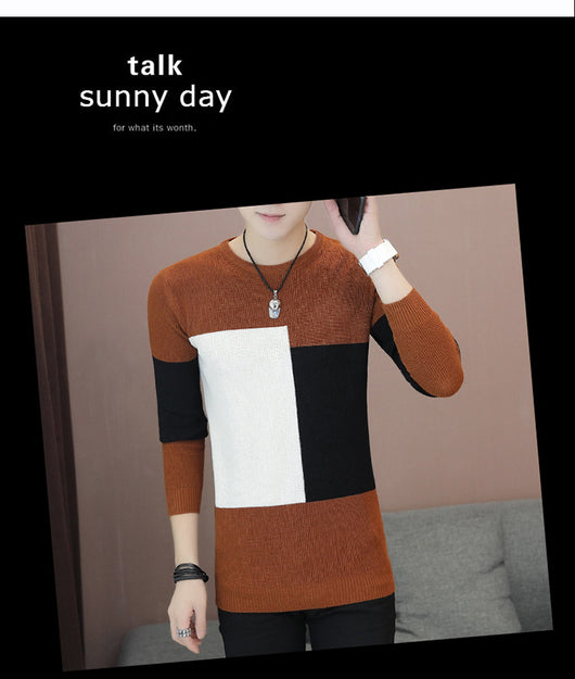 Suéter Tejido Cuello Redondo Estilo Coreano para Hombre - Image 12