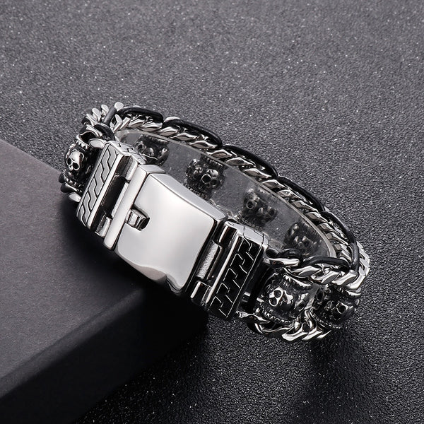 Pulsera de Acero Inoxidable Calavera Retro para Halloween