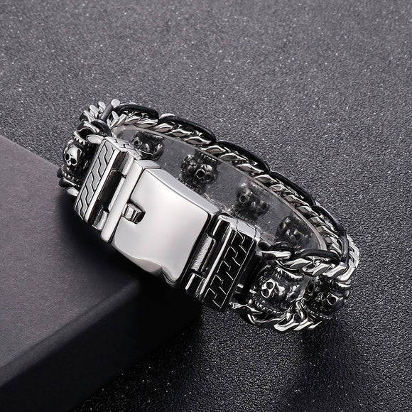 Pulsera de Acero Inoxidable Calavera Retro para Halloween