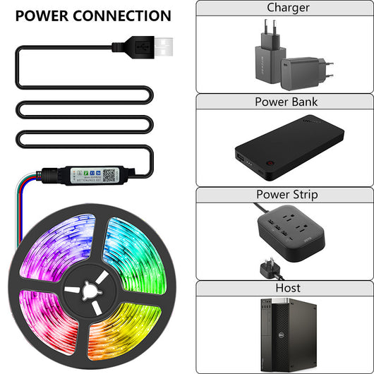 Tira LED Flexible RGB 5050 con Bluetooth USB 5V - Image 5