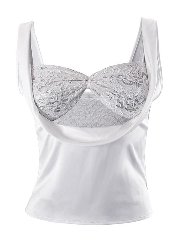 Conjunto de Dos Piezas: Top Corto sin Mangas con Encaje y Brasier Escotado - Image 6