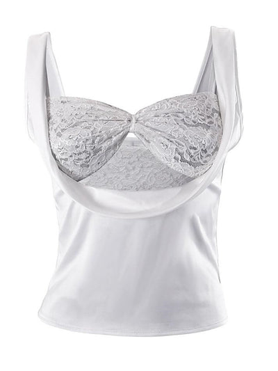 Conjunto de Dos Piezas: Top Corto sin Mangas con Encaje y Brasier Escotado - Image 6