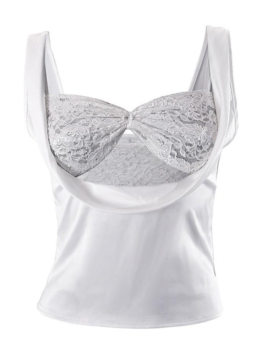 Conjunto de Dos Piezas: Top Corto sin Mangas con Encaje y Brasier Escotado - Image 6