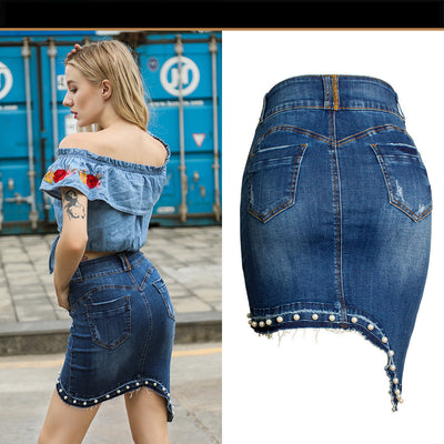Falda Denim con Perlas Irregulares - Image 9