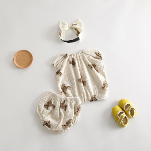 Conjunto Infantil Osito: Playera y Shorts de Algodón