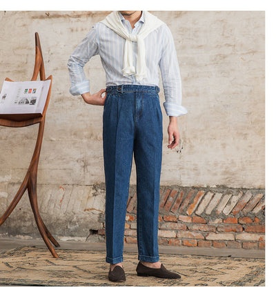 Jeans Clásicos de Cintura Alta para Hombre en Algodón Puro - Image 5