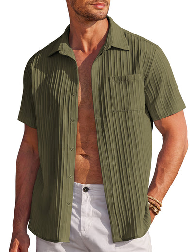 Camisa Cardigan Manga Corta para Hombre - Estilo Moderno y Versátil - Image 26