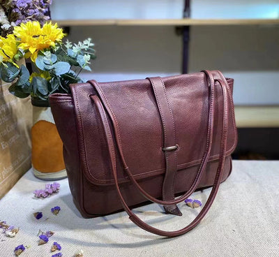 Bolsa Mensajera Retro de Cuero Curtido al Vegetal con Gran Capacidad - Image 9
