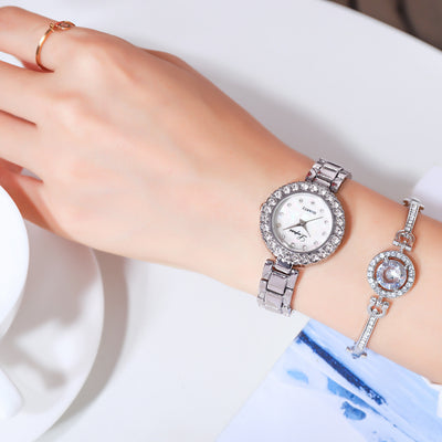 Conjunto de Reloj y Pulsera de Acero para Dama con Cuarzo
