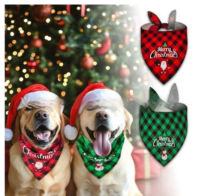 Pañuelo Triangular Navideño para Mascotas a Cuadros - Image 19