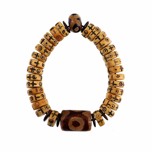 Pulsera de Pareja Ágata Natural con Hueso Tibetano - Image 5