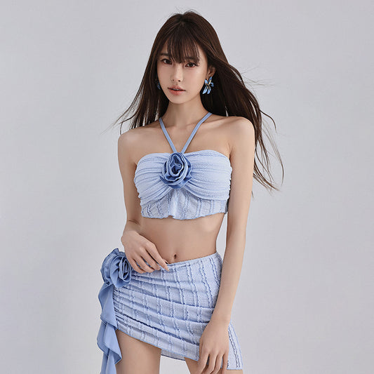 Traje de Baño Mujer Tres Piezas Dividido con Cobertura Abdominal
