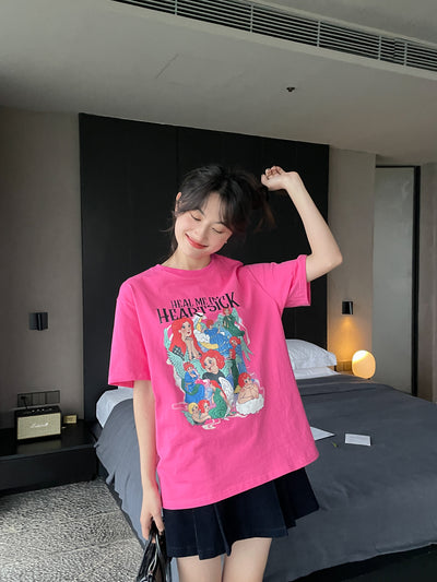 Playera Estampada Suelta y Ajustada para Mujer - Cuello Redondo Manga Corta - Image 4