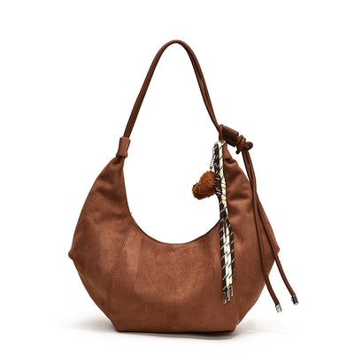 Bolso Bandolera Retro de Gamuza y Forro Polar - Minimalista de Gran Capacidad - Image 2
