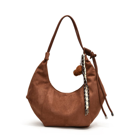 Bolso Bandolera Retro de Gamuza y Forro Polar - Minimalista de Gran Capacidad - Image 2
