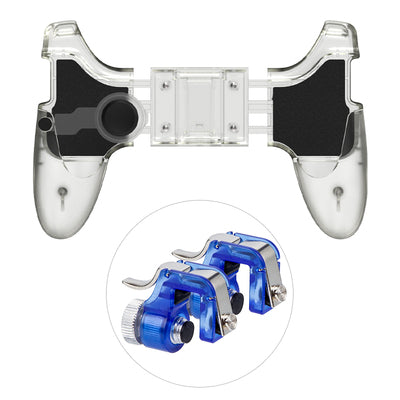 Black mobile phone game controller with silver triggers and a joystick, holding a smartphone displaying a game. - Image 8