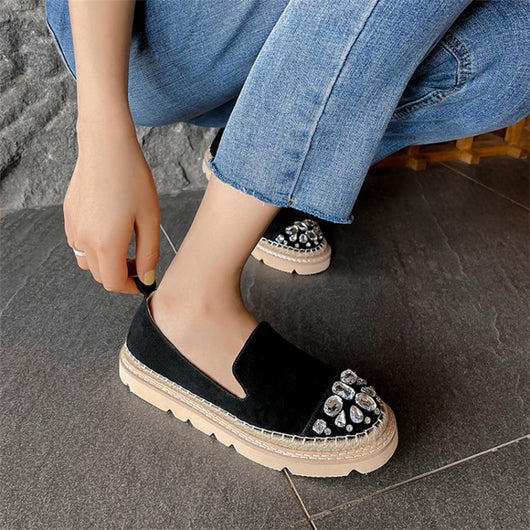 Mocasines Plataforma con Strass Punta Redonda Cómodos y Elegantes - Image 13